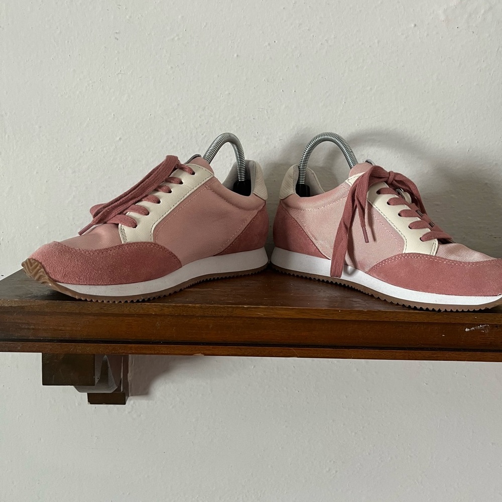 BIRDIES Women's Roadrunners in Rosette Pink and White Sneakers Size 7.5 - Picture 4 of 11